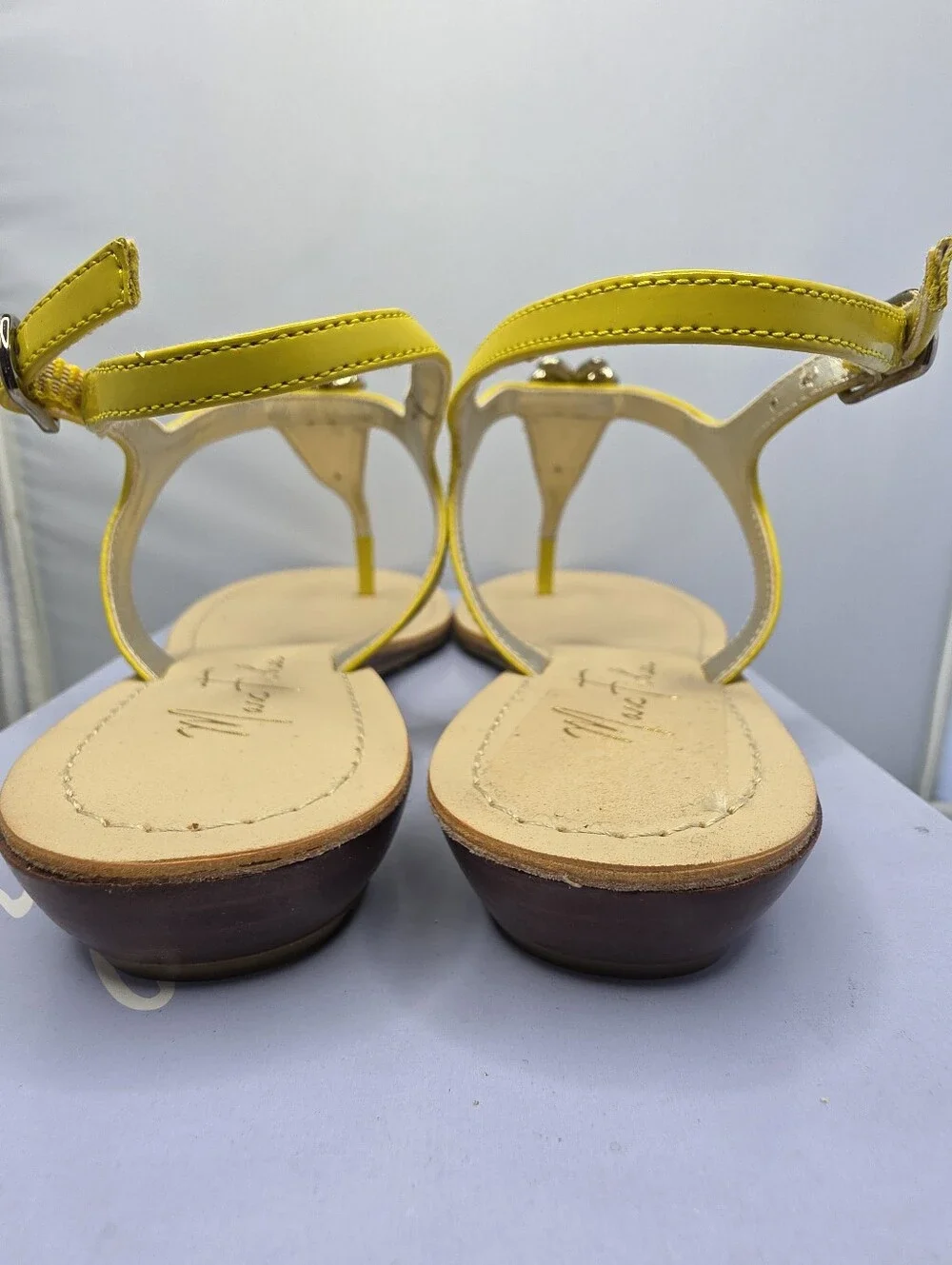 Marc Fisher yellow patent leather sandals 7.5